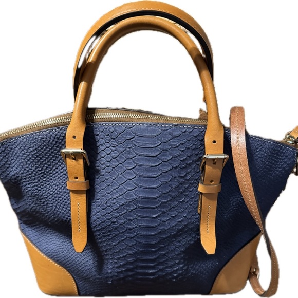 Dooney & Bourke Vintage Claremont Blue Python Domed Satchel - Picture 8 of 12